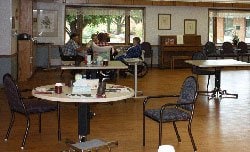 A spacious dining area is available for residents if they choose to dine with others.