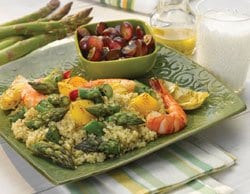 Grilled Asparagus and Shrimp Quinoa Salad with Lemon Vinaigrette