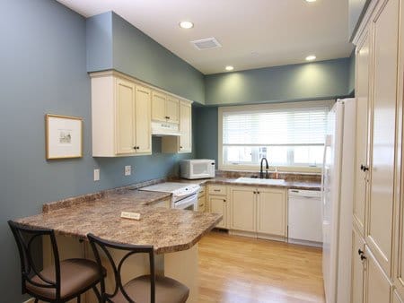 This cozy kitchen area is handicap accessible.