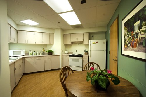 Kitchen - A fully functional kitchen with fridge, oven, microwave and toaster helps identify needs or modifications that can be made to help patients live more independently when they return home. 