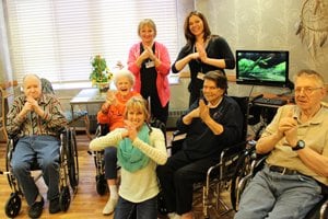 Tai Chi is a Chinese form of martial arts; promoting meditation through slow, low-impact, gentle flowing movements. Roman, Norma, Beverly, Carol Ann, Hilary, Barb and Cledus are demonstrating the greeting pose; which stands for strength and friendship. 