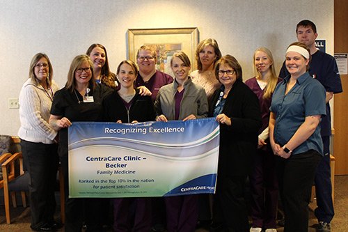 CentraCare Clinic - Becker is rated in the Top 10% in the nation for patient satisfaction.