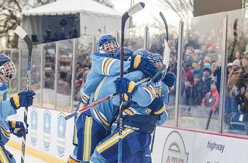 Photos from the St. Cloud vs St. Cloud Cathedral game at Hockey Day Minnesota 2018.