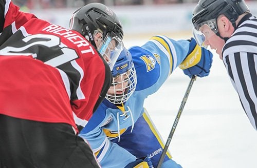 Photos from the St. Cloud vs St. Cloud Cathedral game at Hockey Day Minnesota 2018.