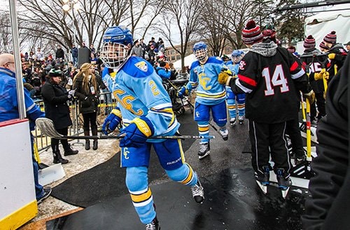 Photos from the St. Cloud vs St. Cloud Cathedral game at Hockey Day Minnesota 2018.